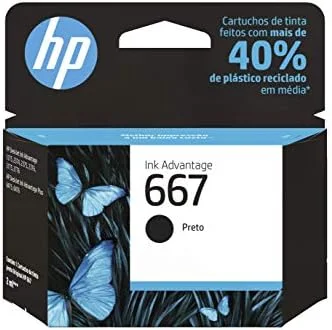 Cartucho de tinta HP 667 Preto Original (3YM79AB) Para Impressora Deskjet 2376, 2776, 6476, 5076, 5276