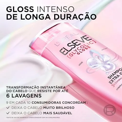 Kit Tratamento Capilar L'Oréal Paris Elseve Glycolic Gloss, Combate Porosidade, 5 Produtos para Brilho e Alinhamento
