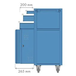 Carrinho Fechado Oficina com 2 Portas e 3 Gavetas 600 x 400 x 905 mm NOCRAM-NC-14