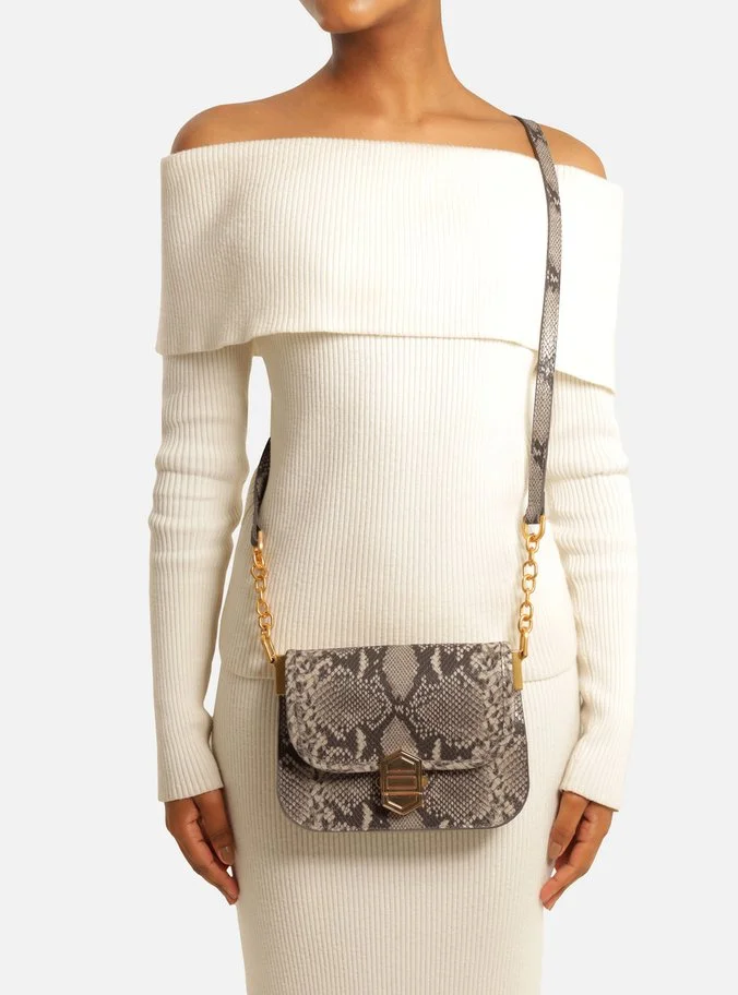 Bolsa Tiracolo Snake Couro Pequena Peça Metal