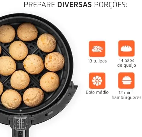 MONDIAL Fritadeira Sem Óleo Air Fryer 3,5L, Preto/Inox, 1500W, 110V - AF-30 I
