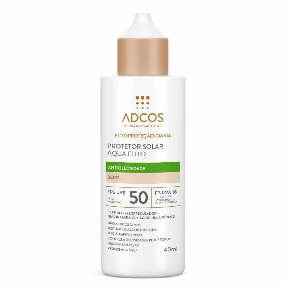 Protetor Solar Facial Adcos Aqua Fluid FPS50 Beige 40ml