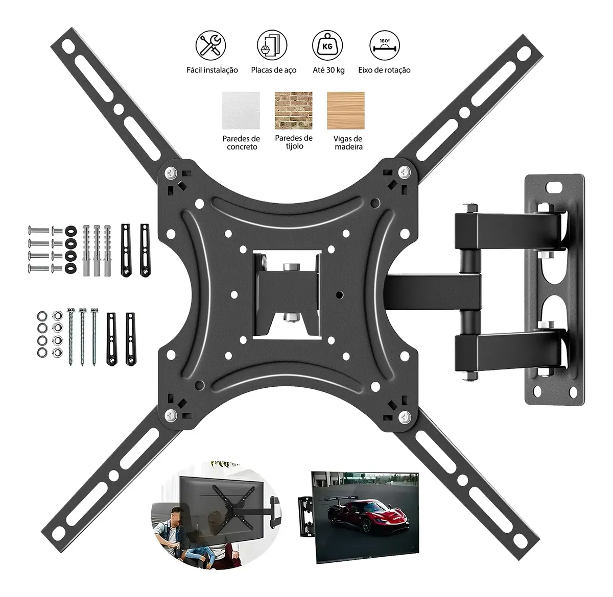 Suporte Universal Tv Articulado Braço P/monit. Parede 14-55