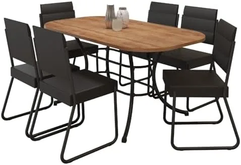 Conjunto Sala de Jantar 6 Cadeiras Fênix Carraro Preto