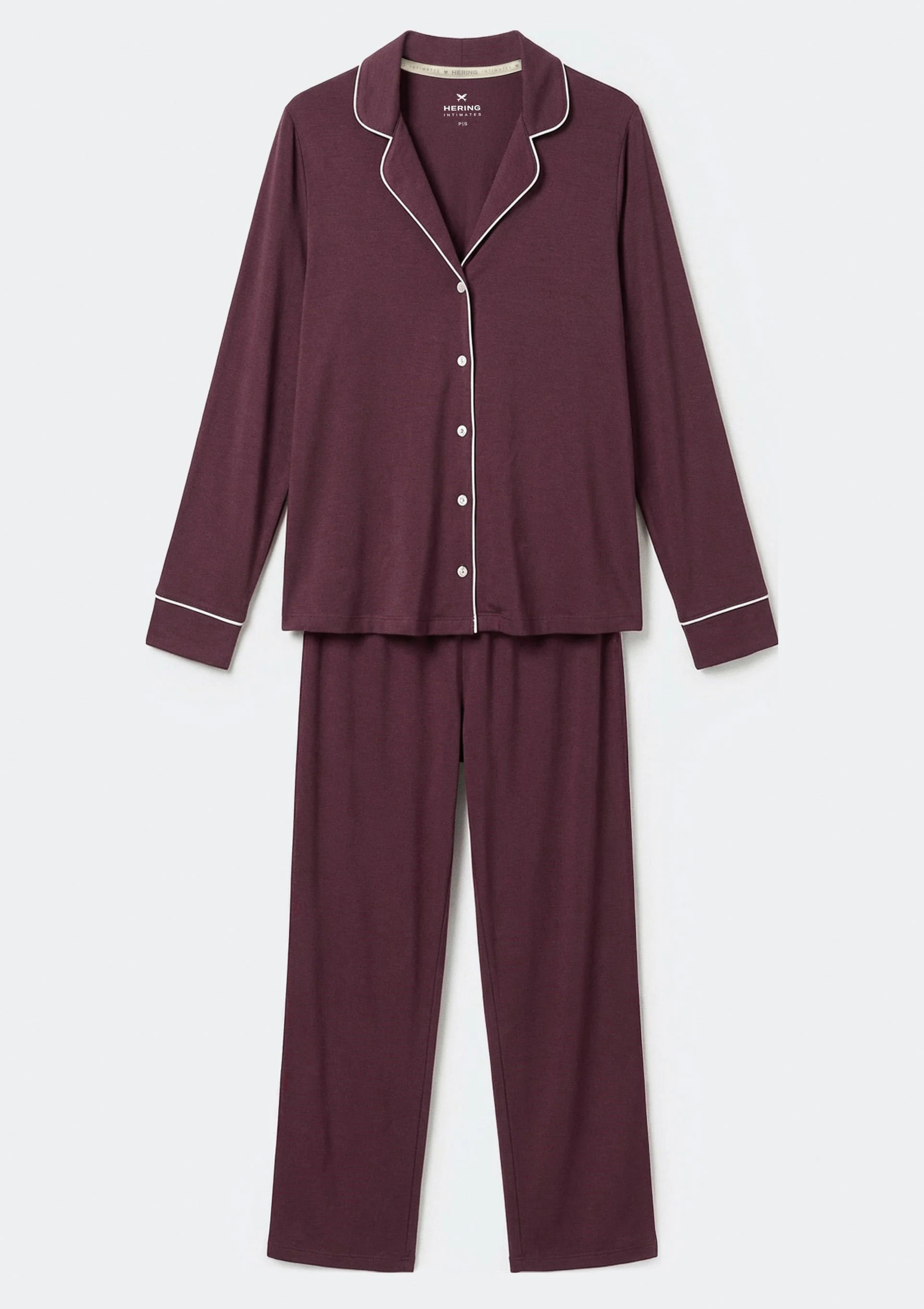 Pijama Feminino Longo Em Tricô - Vinho
