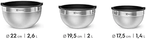 Conjunto de Bowls Tigelas de Inox com Tampa Plástica Electrolux