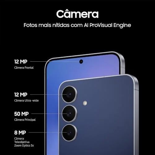 Celular Samsung Galaxy S25 FE 5G, 128GB, 8GB, Câmera Tripla - Azul Marinho