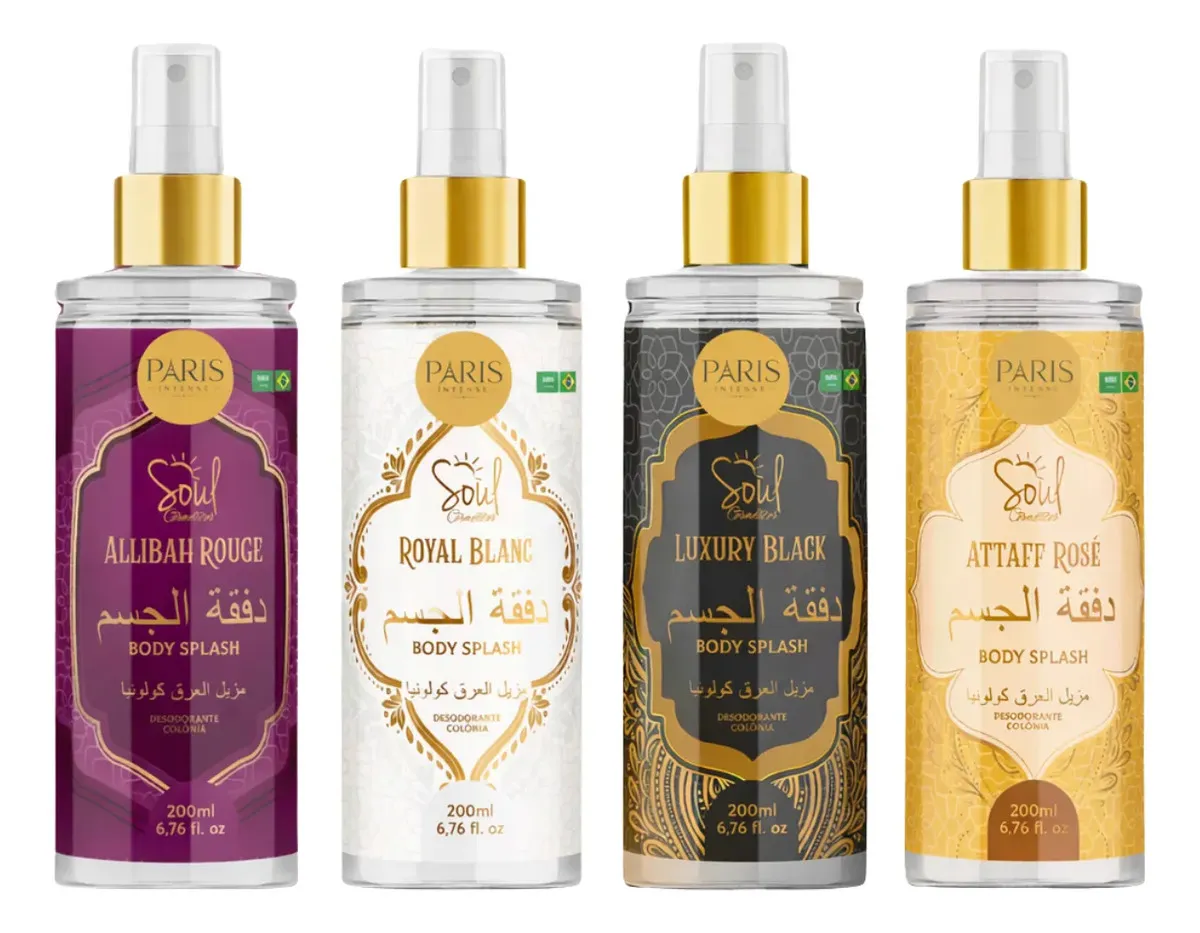 Body Splash Arabe Kit C/4un 200ml Perfume Feminino e Masculino 200ml De Luxo