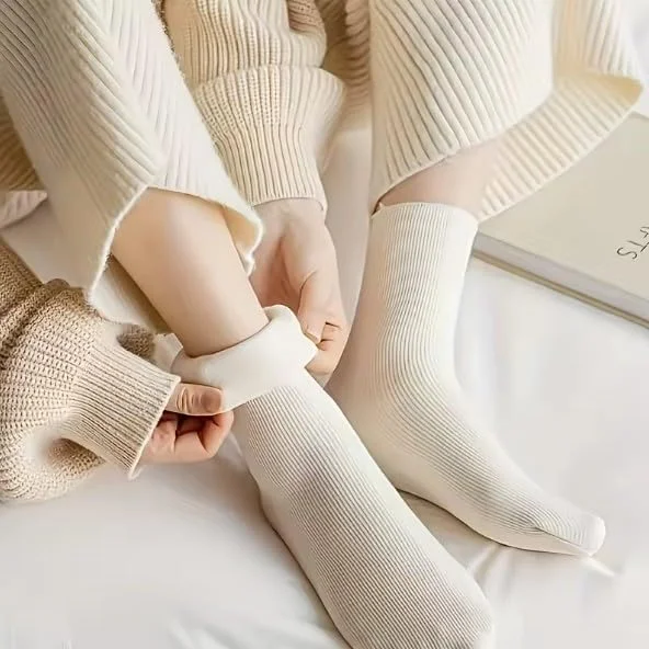 Kit 3 Pares Meia Térmica Flanelada Fleece Unissex, Meias de Inverno para Frio Intenso