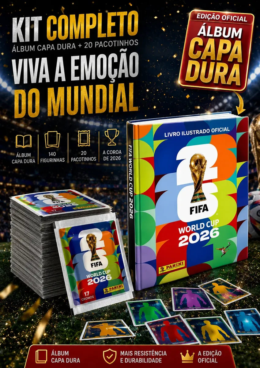 Álbum Da Copa Do Mundo 2026 Capa Dura Oficial +140 Figurinha
