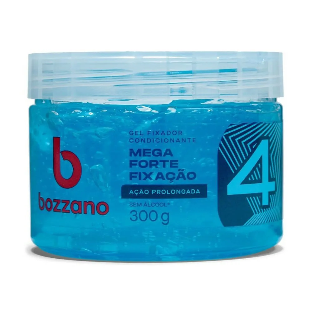 Gel Fixador Condicionador Bozzano Mega Forte Fixação Fator 4 Ação Prolongada 300g