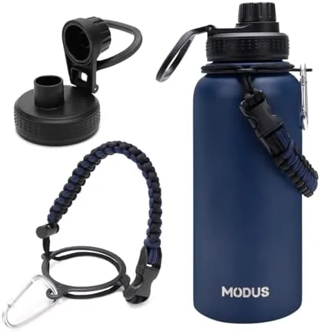 MODUS Garrafa Térmica Esportiva De Aço Inoxidável Com Isolamento A Vácuo De 1000ML (Azul Marinho)