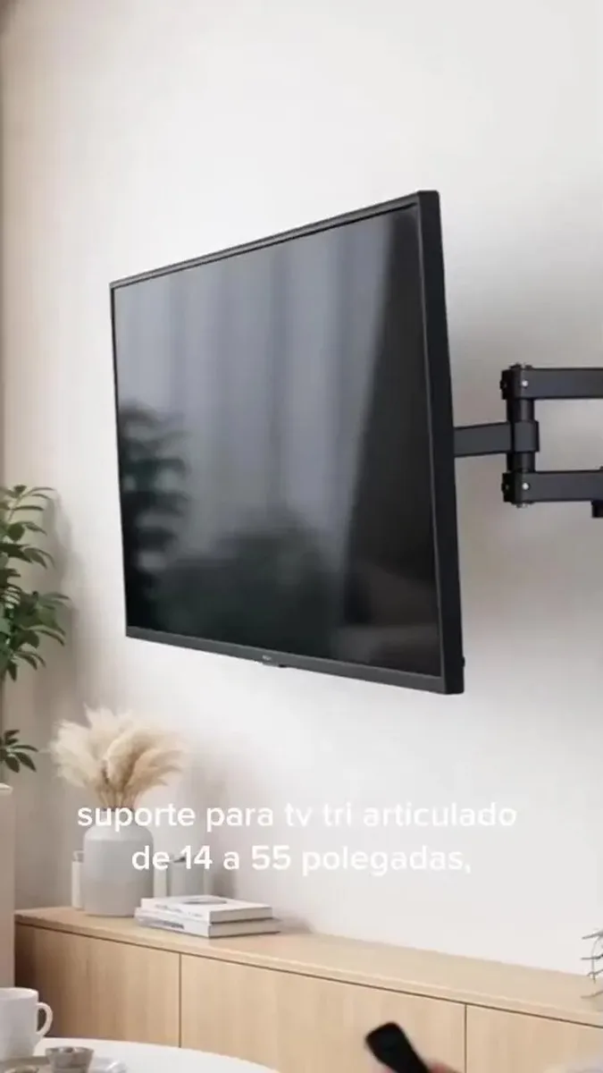 Suporte Tv Tri-articulado Universal Braço Longo Regulável E Inclinável Lcd Led Plasma 14 Á 55 Polegadas Preto