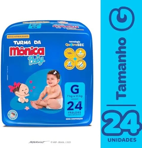 Fralda Turma da Mônica Baby Jumbo G 24 Unidades