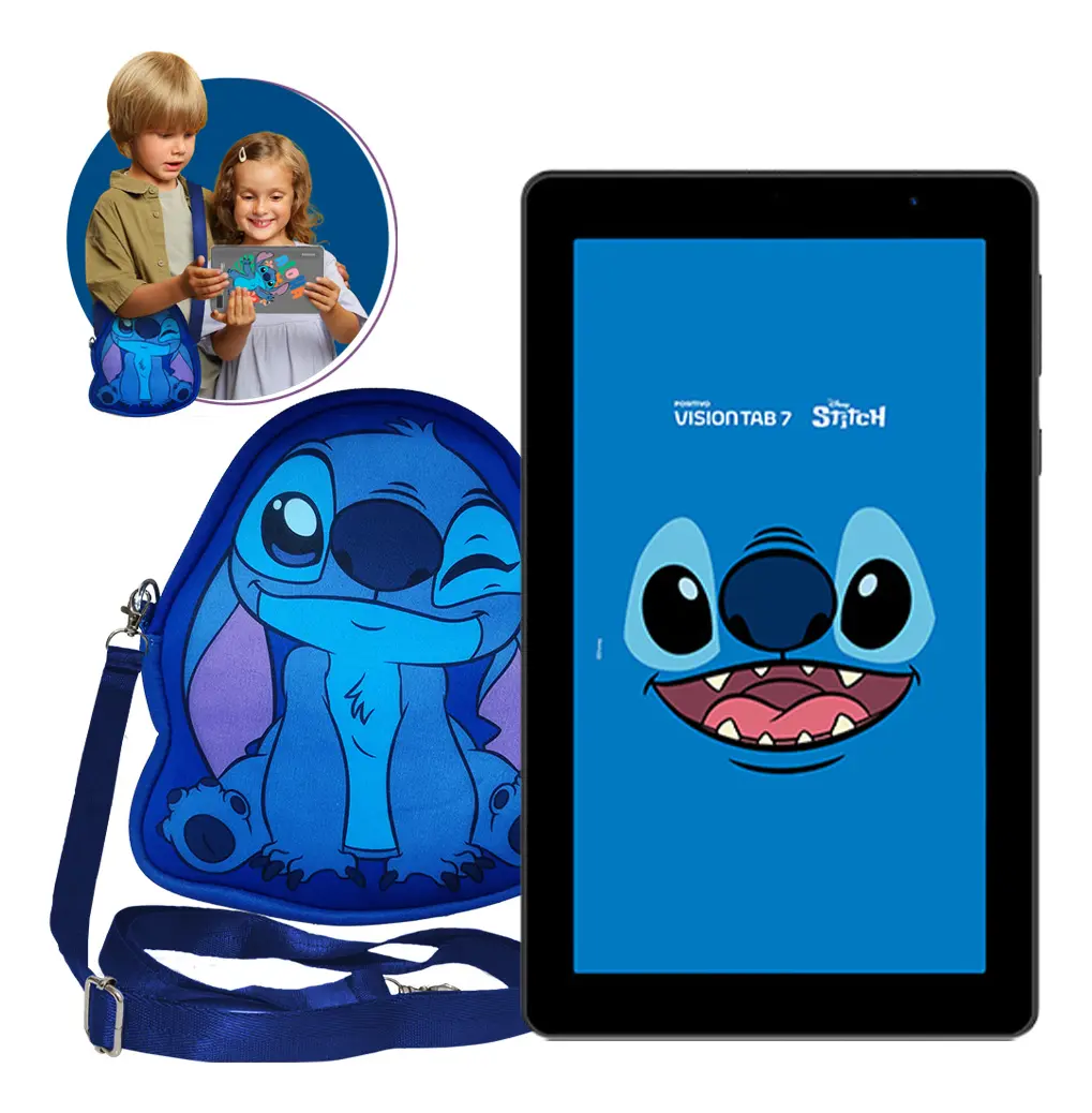 Tablet Positivo Vision Tab 7 Stitch, 64 Gb, 3 Gb Ram, Tela 7 Ips, Android 14 Go, Com Capa E Mochila Preto