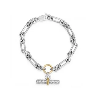 Pulseira Orbis em Prata 925 e Ouro Amarelo 18k com Safira Incolor