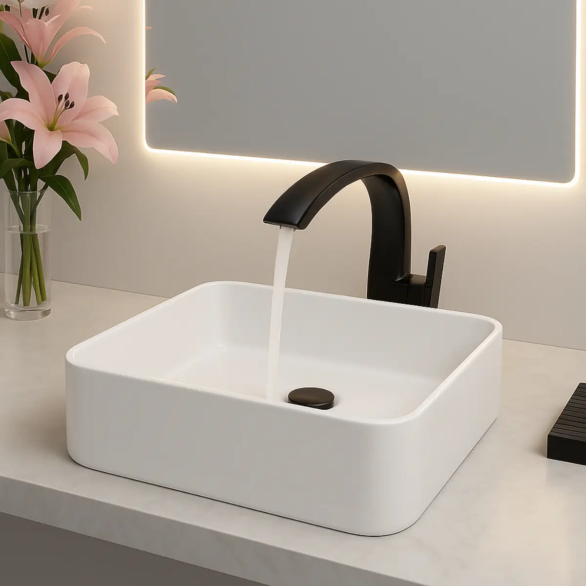 Cuba Vildrex Redonda 30cm Cerâmica Louça Pia Banheiro Lavabo Branco Acetinado