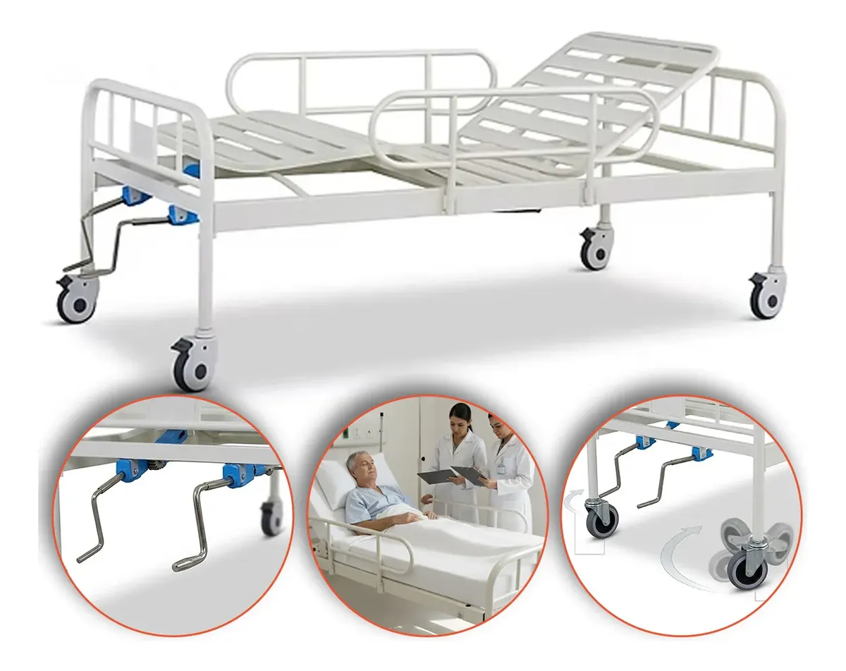 Cama Hospitalar 02 Manivelas Branca Até 180 Kg Supermedy