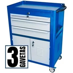 Carrinho para Ferramentas Fechado com 03 Gavetas 02 Portas Azul C-06 FERCAR-65