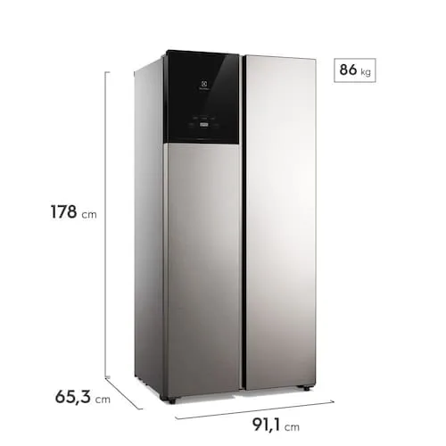 Geladeira Electrolux Frost Free Inverter 431L AutoSense Bivolt Side by Side Cor Inox Look (ES40S)