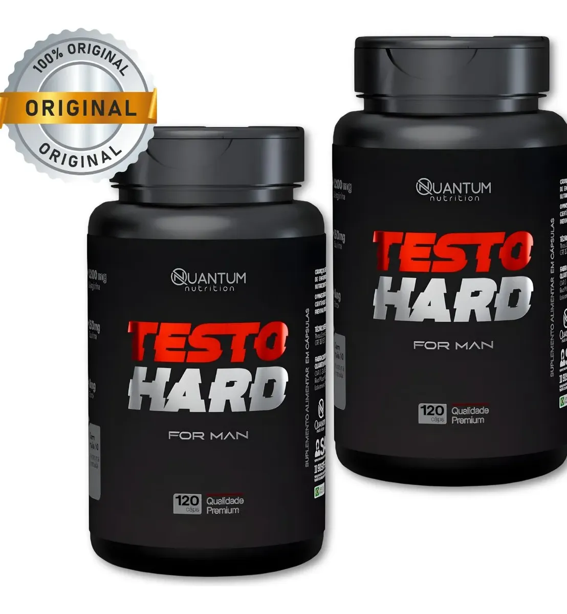 Kit 1-3 Testo Hard 120-360cáps Mais Energia Pré Treino Massa Sem Sabor