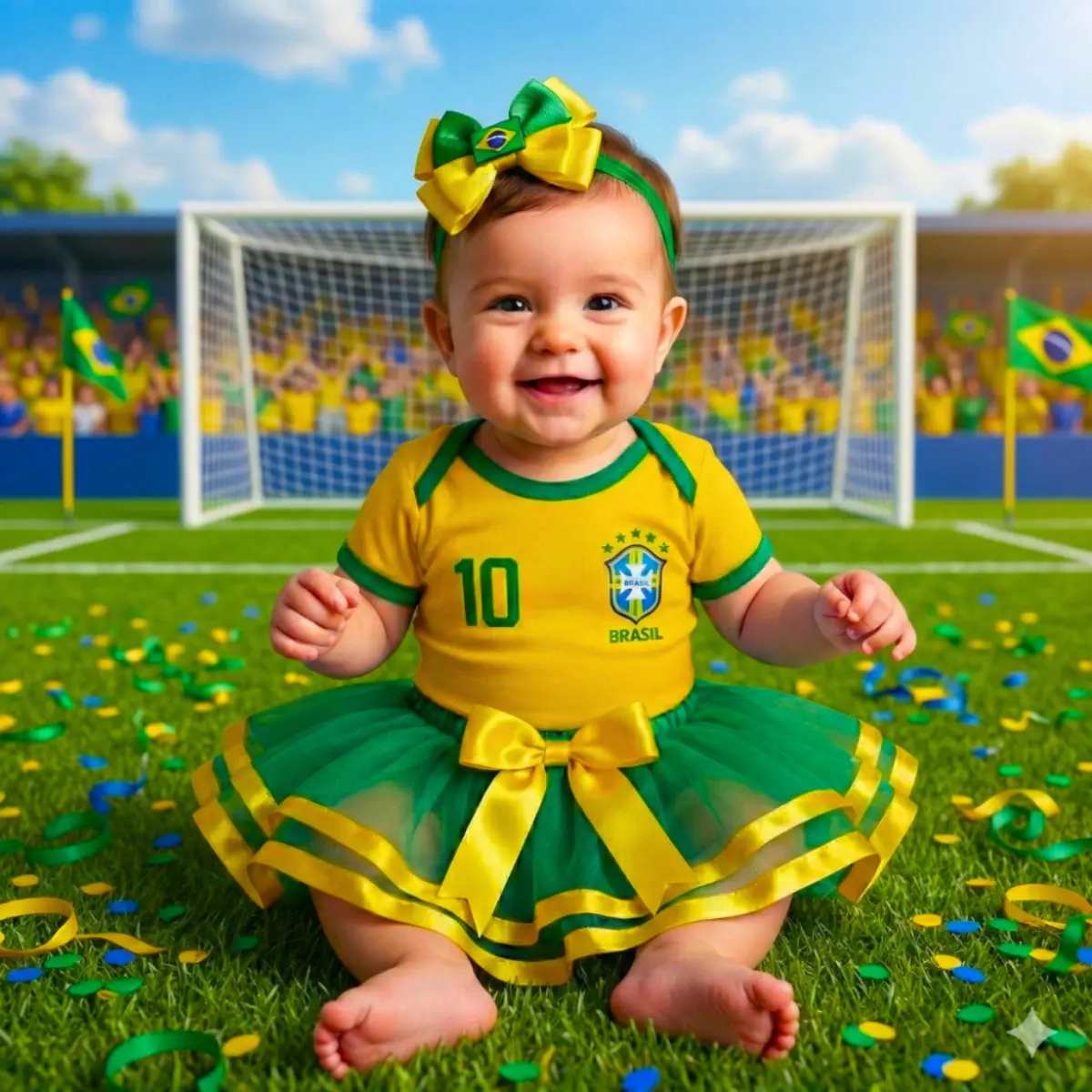 Body Bebê Brasil Copa Do Mundo Seleção Brasileira Kit 3 Peça