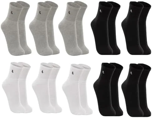 LUPO Kit 10 Pares Meia Cano Médio Masculina Feminina Adulto Academia Esportiva Sola Atoalhada Algodão Original