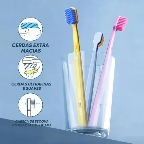OralGos Escova de Dentes Premium Kit 6 unidades, Cerdas Ultra Macias, com Protetor de Cerdas, Design Colorido, Suave para Gengivas, Ideal para Presente e Uso Diário, Portátil Embalagem Luxo em Tubo