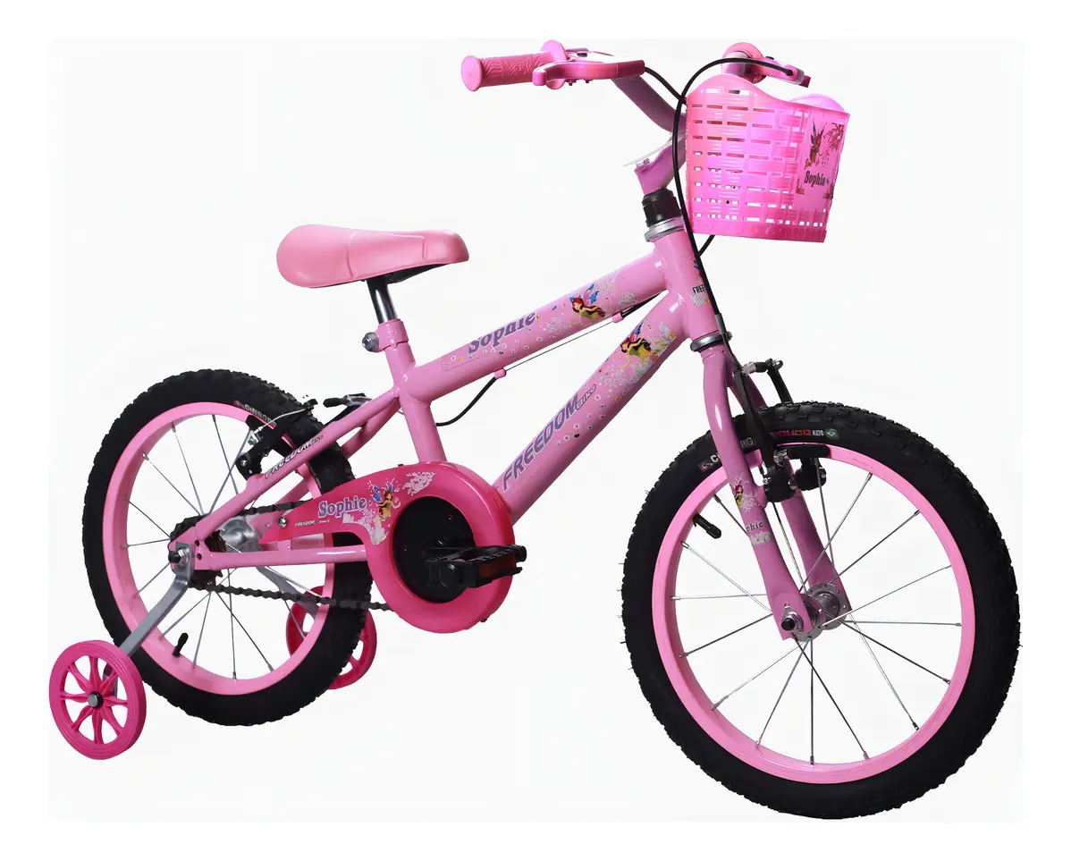 Bicicleta Infantil Feminina Freedom Aro 16 Com Rodas De Alumínio Resistência E Segurança Cor Rosa Quadro Aço Rodinhas De... Rosa-claro Crianças De 3 A 7 Anos
