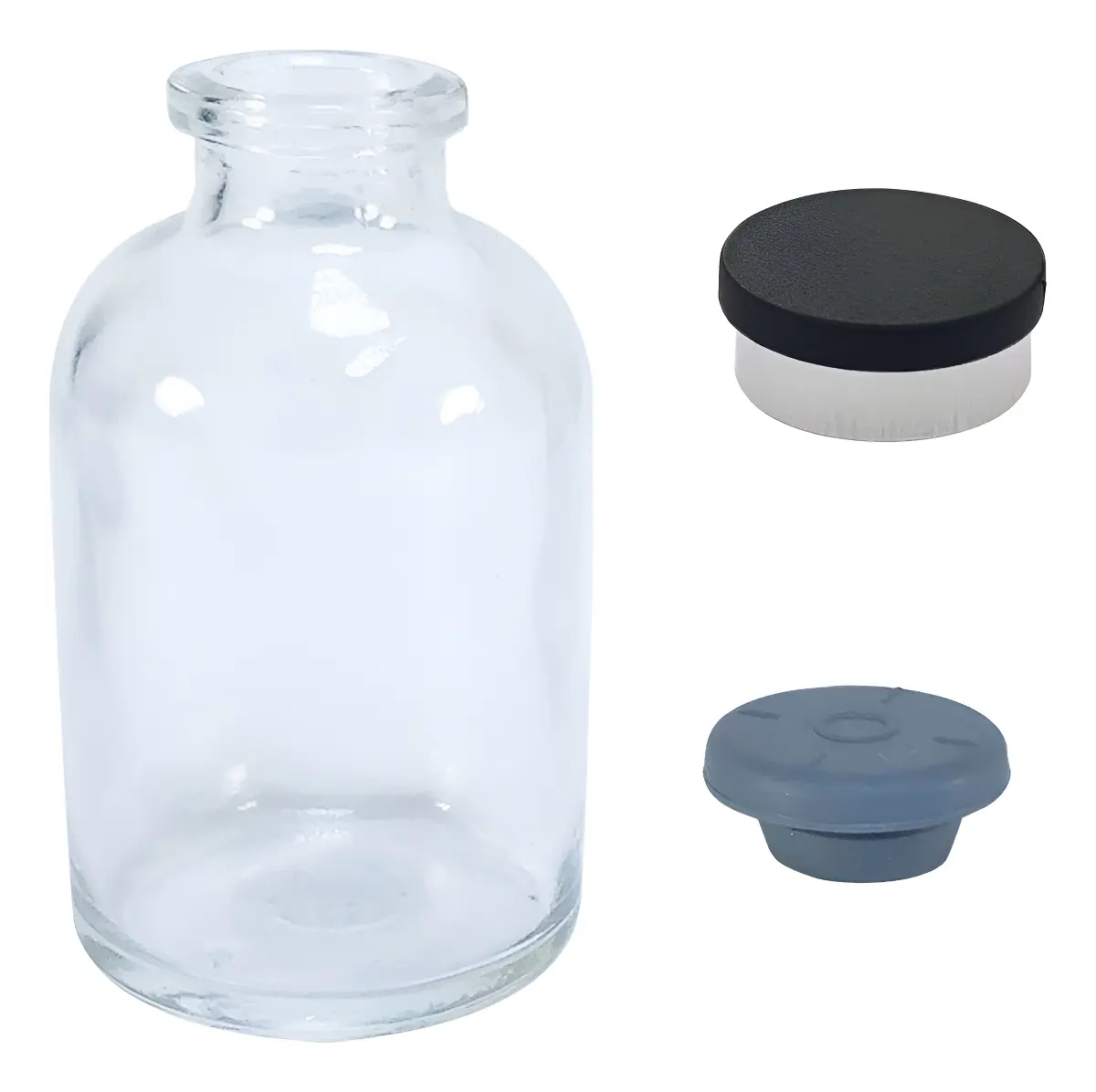 Frasco Penicilina 30ml C/ Borracha E Selo Flip Off (50 Unid)