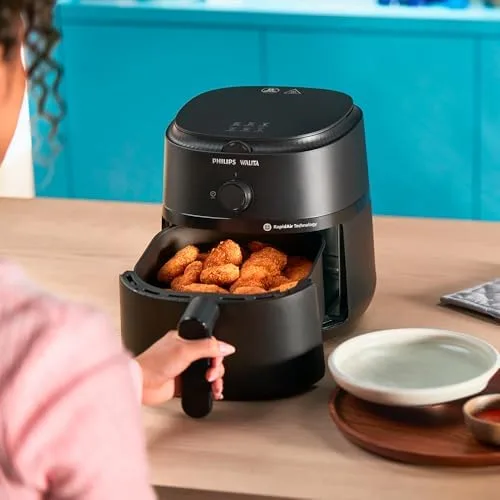 Philips Walita Fritadeira Airfryer Série 1000 4,2L, Tecnologia Rapid Air, 12 Funções de Cozimento, Economia de Energia, Limpeza Fácil, Design Compacto, Preta, 110V (NA120/00)
