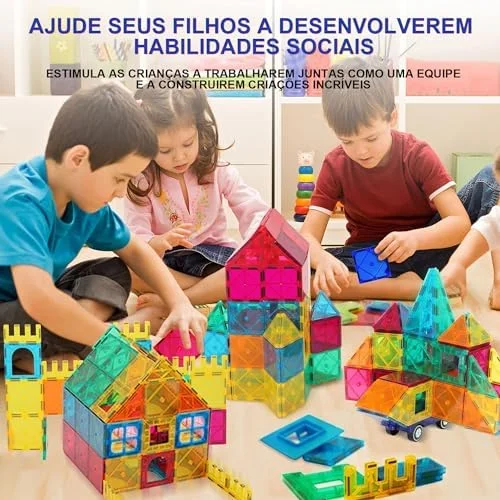 Blocos de Montar Magnéticos Construção Brinquedos Infantil (130 Peças)