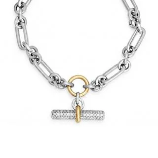 Pulseira Orbis em Prata 925 e Ouro Amarelo 18k com Safira Incolor