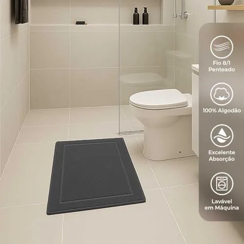 Decolab Jogo de Toalhas Piso 100% Algodão Premium (Cinza-escuro, 2 Peças) Toque Suave, Excelente Absorção, Gramatura de 420g/m², Resistente ao uso Diário 138cm x 68cm