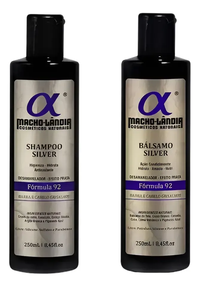 Kit Shampoo E Balm Barba Cabelo Grisalhos 92 - Macho-lândia