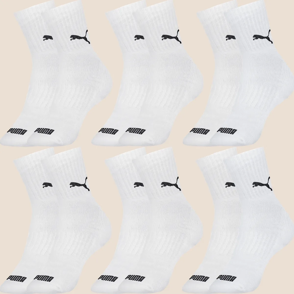Kit 6 Pares Meias Puma De Cano Médio Sport Original Algodão