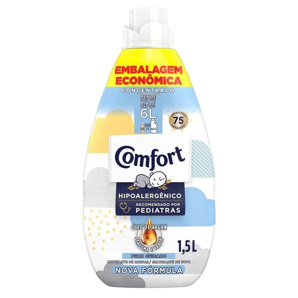 Amaciante Concentrado Comfort Puro Cuidado Líquido Hipoalergênico Aveia 1L