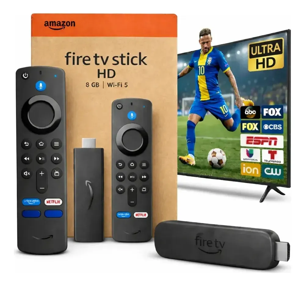 Streaming Stick Familar Amazon Fire Tv Full Hd Com Alexa E Controle De Voz Preto