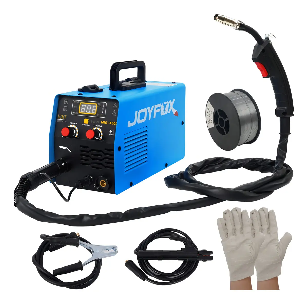 Máquina De Solda Inversora Joyfox Mig-150d 3 Em 1 Sem Gás 150a Com Acessórios Azul 220v