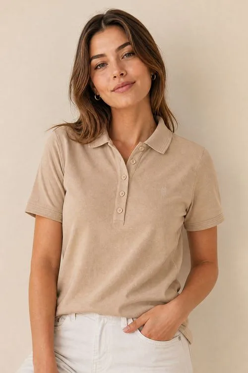 Polo Feminina Premium Polo Wear Bege Médio
