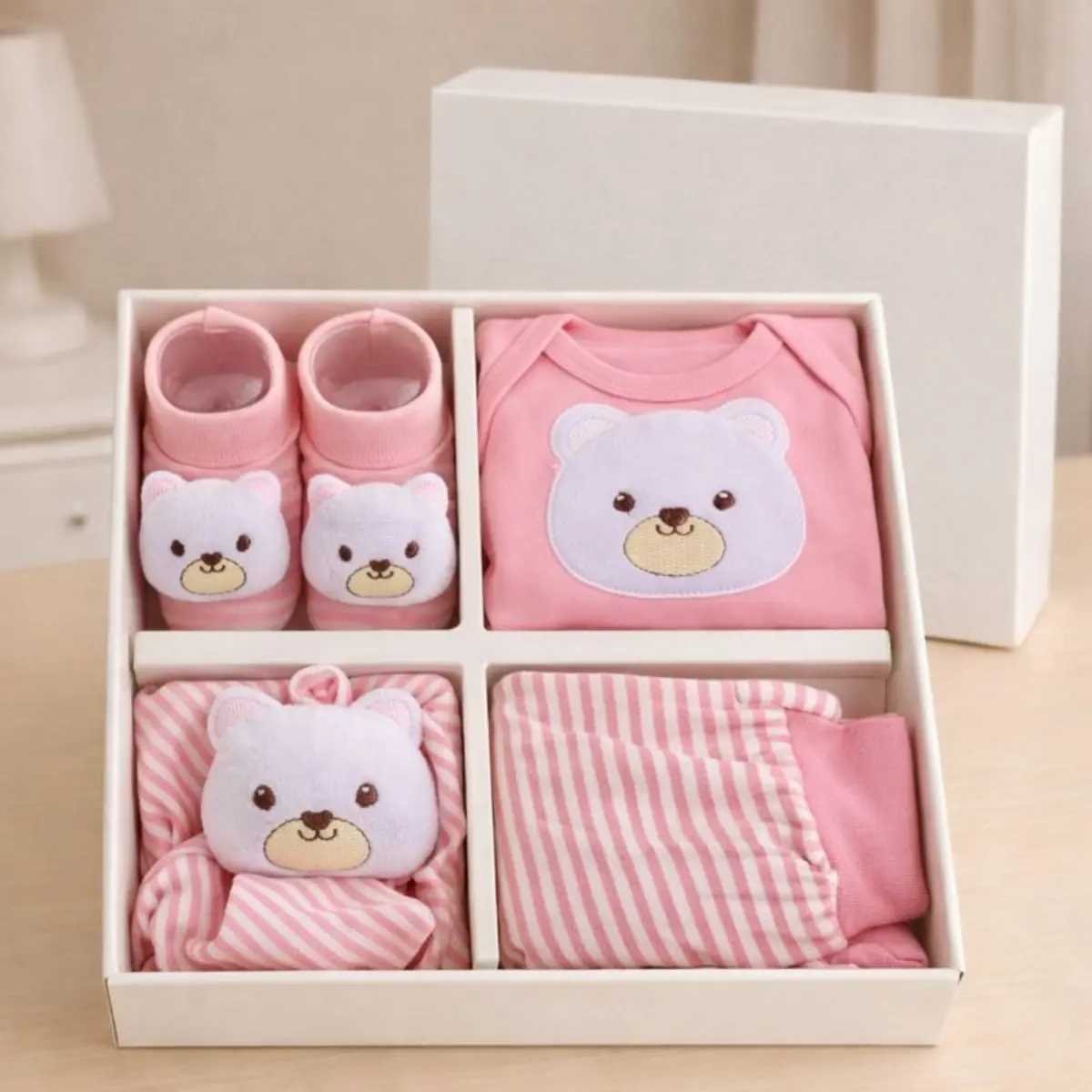 Kit Presente Bebê Recém Nascido Body Mijão Pantufa E Naninha