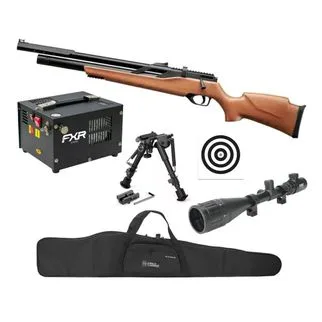 Carabina PCP Rossi T-REX Madeira 6,35 + Compressor + Itens