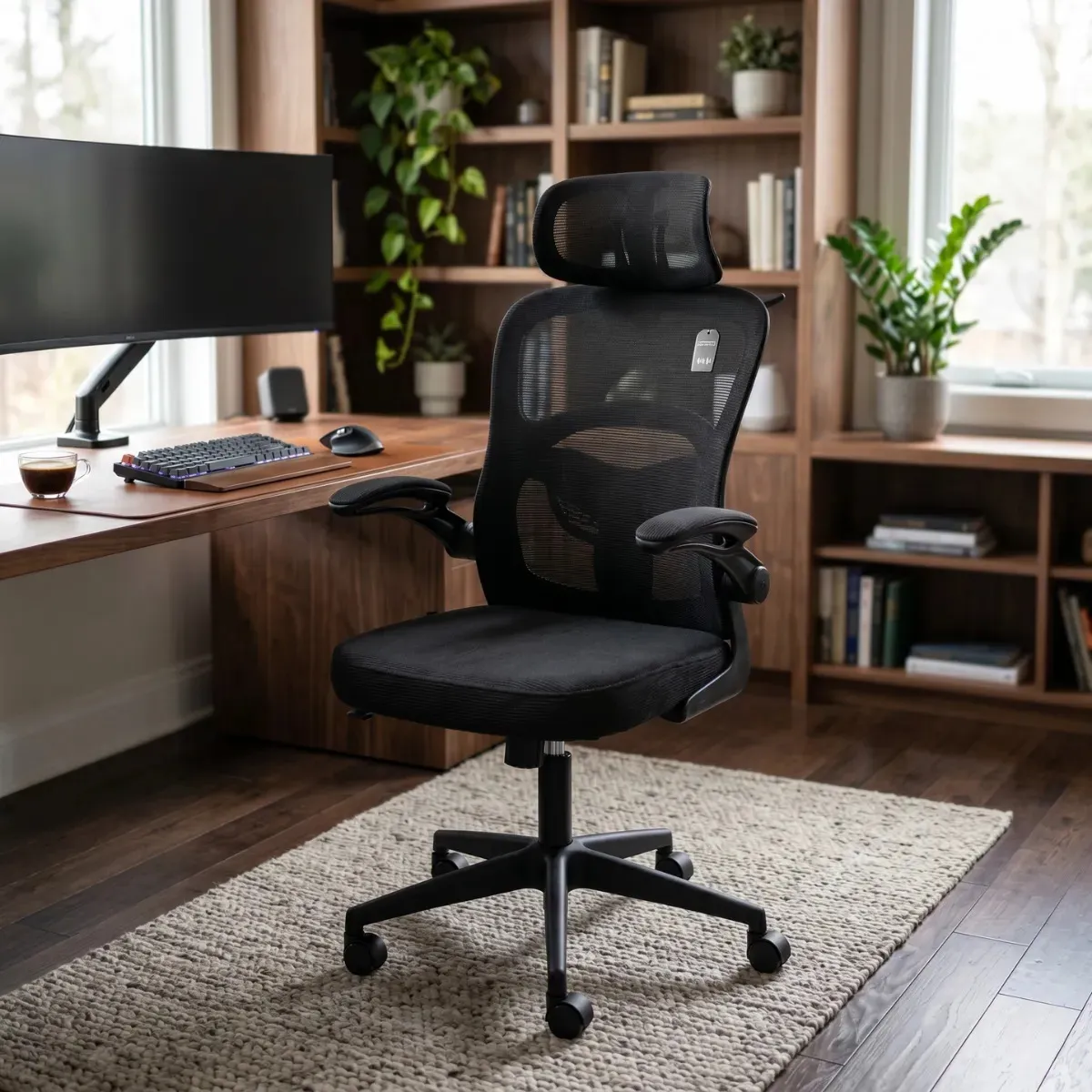 Cadeira De Escritório Vincere Brasil Elegance Graphite Ii Ergonômica Com Apoio Lombar Preta Em Malha Preto