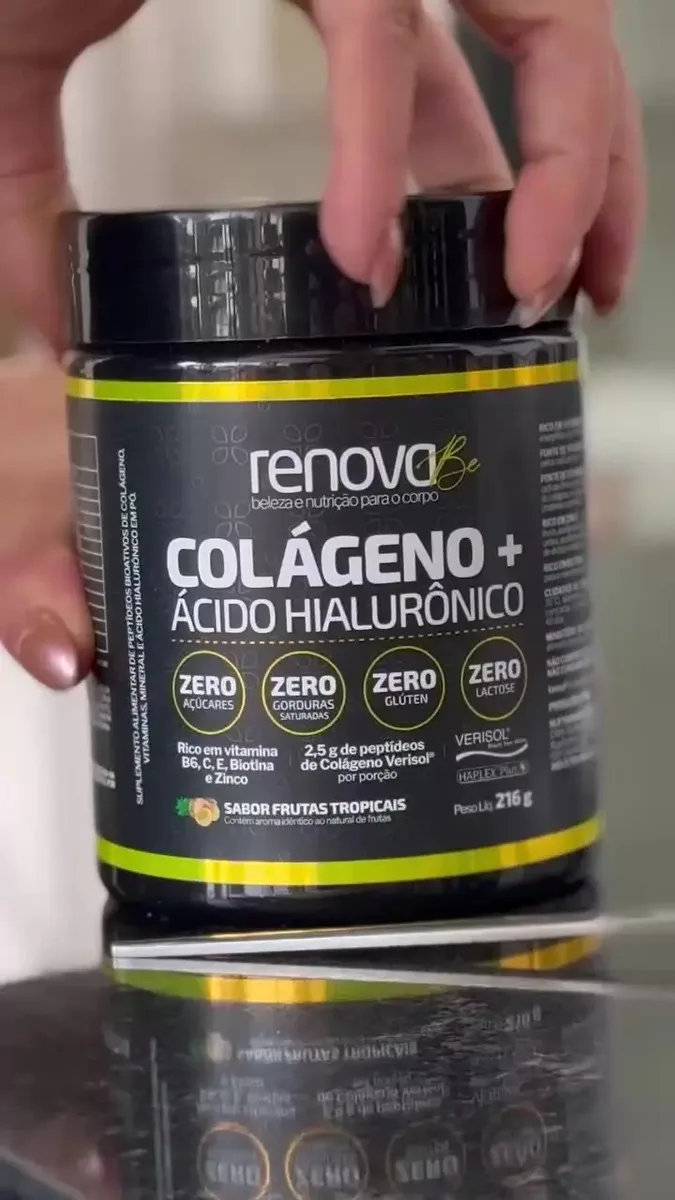 Kit 2x Colágeno + Ácido Hialurônico Renova Be Verisol Hidrolisado Zero Lactose Vitaminas E C B6 Proteína Biotina Zinco