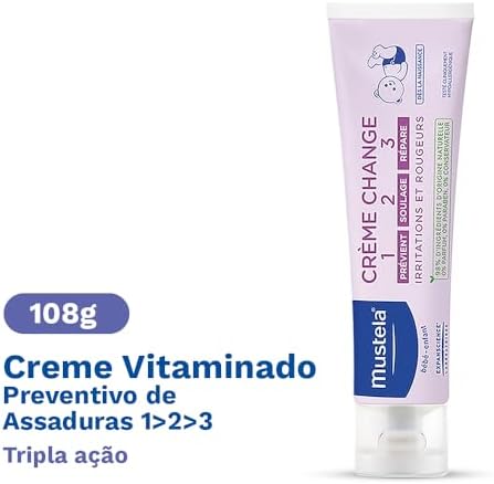 Mustela Creme Preventivo De Assaduras Vitaminado 1>2>3 108g - Pomada Antiassaduras Para Bebês Com Tripla Ação - 98% De Ingredientes De Origem Natural