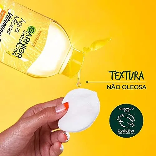Garnier SkinActive, Água Micelar Antioleosidade com Vitamina C, Remove a Maquiagem e Ilumina a Pele com Ação Hidratante, Tonificante e Fórmula Oil Free, 400ml