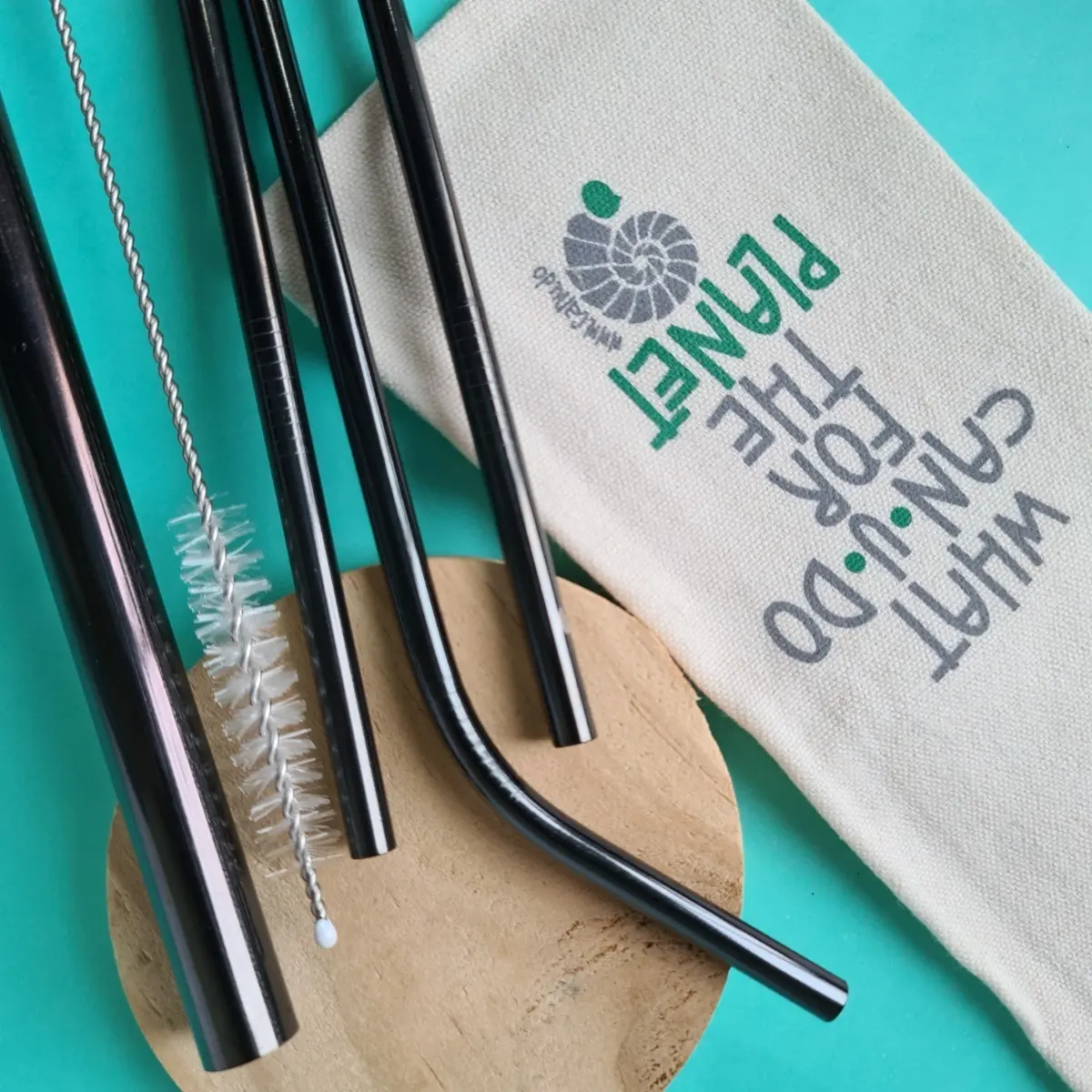 Kit 6 Em 1 - 4 Canudos Inox Colorido + Escova + Ecobag