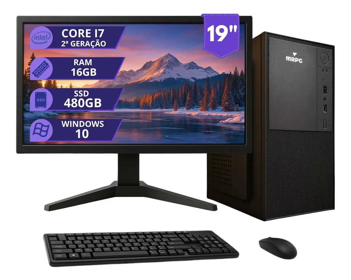 Pc Computador Completo Intel I7 16gb Ssd 480gb Monitor 19
