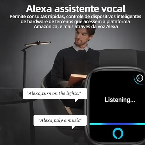 Bettdow SmartWatch, relogio smartwatch com Ecrã tátil e Alexa, à prova d'água IP68, relogio feminino e masculino, com 100+ modo esportivo e recebimento de notificações(preto)