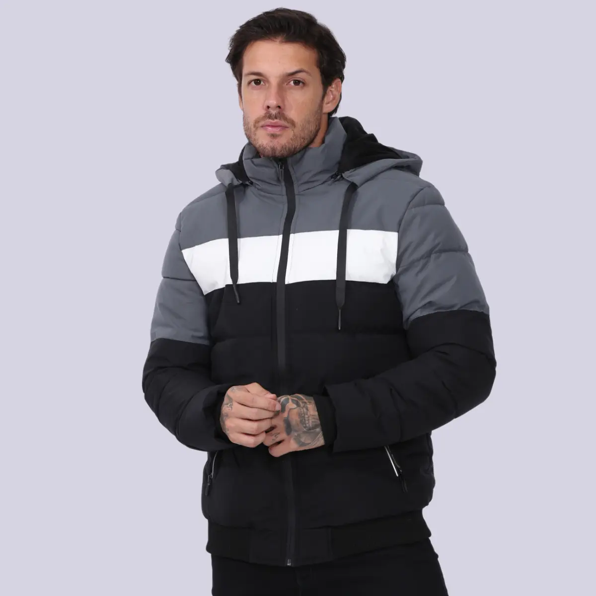 Jaqueta Bobojaco Com Capuz Bolso Zíper Casaco Frio Inverno